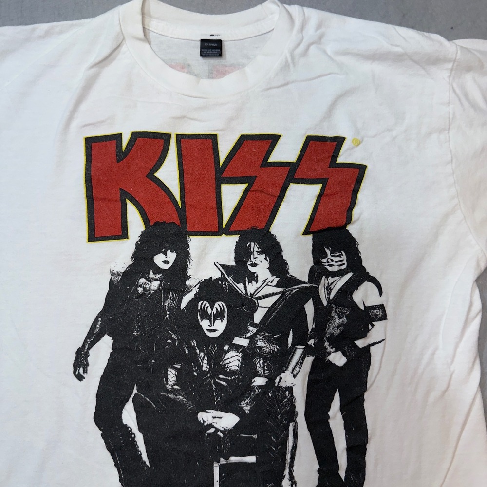 Tultex KISS Graphic T-Shirt Men L White Good End of the Road World Tour Band Tee